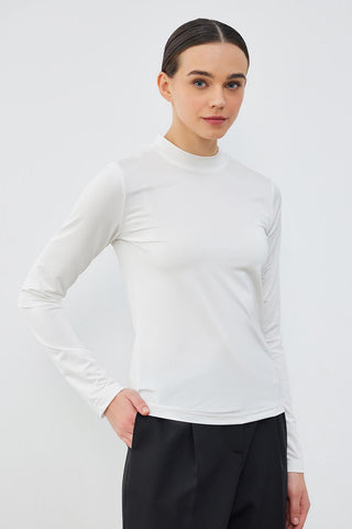 Silk Knitted Long Sleeve Blouse Ecru