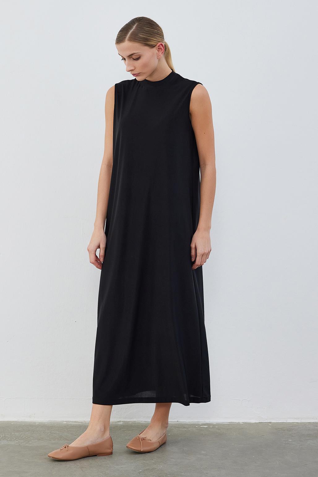 Silk Knitted Sleeveless Dress Black