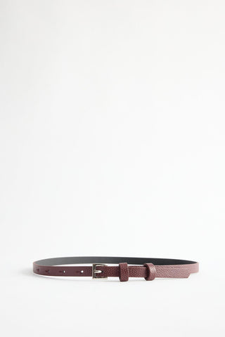 Silver Buckle Adjustable Slim Belt Burgundy