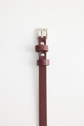 Silver Buckle Adjustable Slim Belt Burgundy