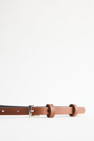 Silver Buckle Adjustable Slim Belt Tan