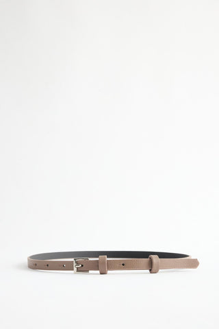 Silver Buckle Adjustable Slim Belt Taupe
