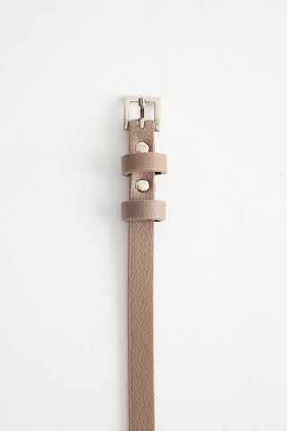 Silver Buckle Adjustable Slim Belt Taupe
