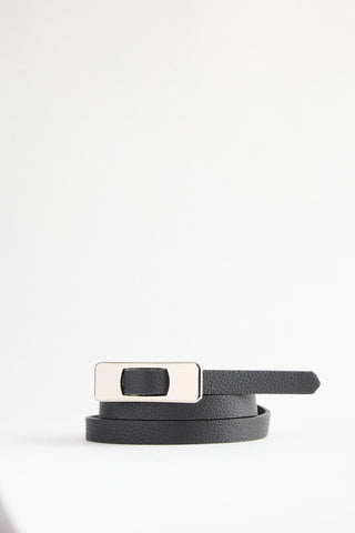 Silver Rectangle Buckle Belt Black