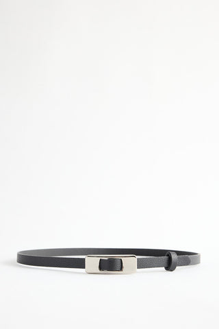 Silver Rectangle Buckle Belt Black