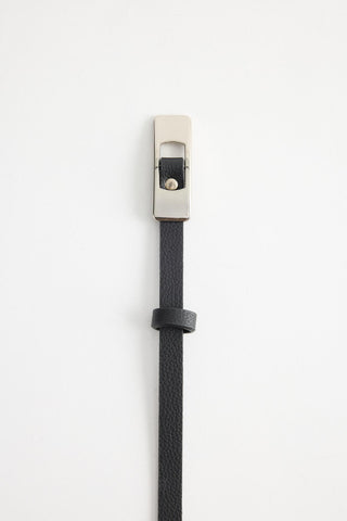 Silver Rectangle Buckle Belt Black