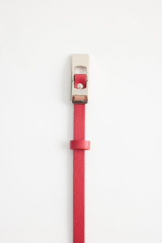 Silver Rectangle Buckle Belt Red