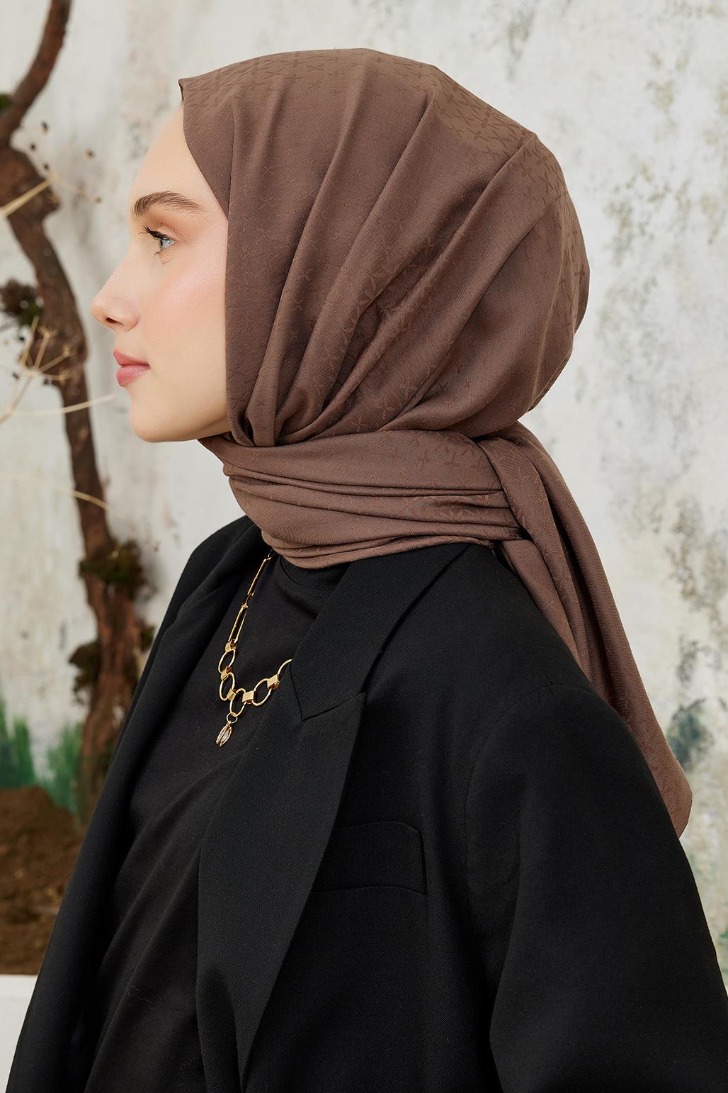 Icon Pattern Modal Jacquard Shawl Mocha