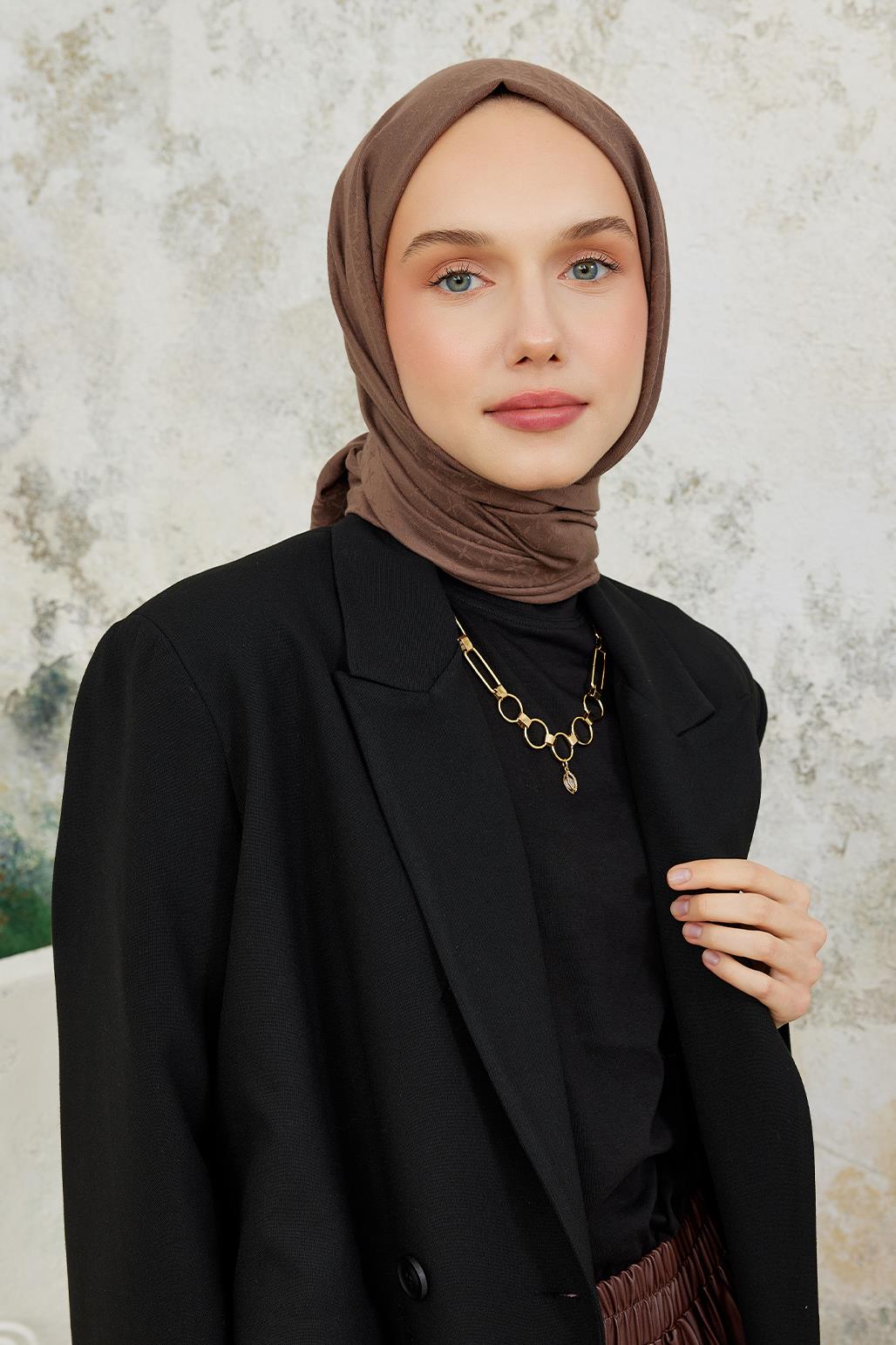 Icon Pattern Modal Jacquard Shawl Mocha