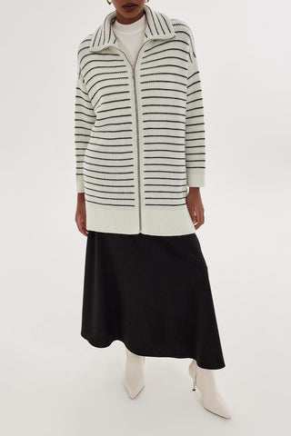 Lurex Striped Cardigan Ecru