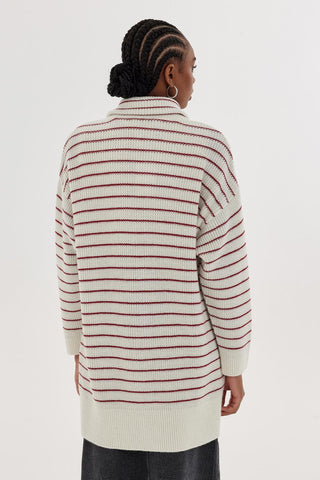 Lurex Striped Cardigan Red