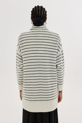Lurex Striped Cardigan Blue