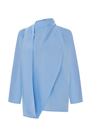 Sofia Poplin Scarf Shirt Blue