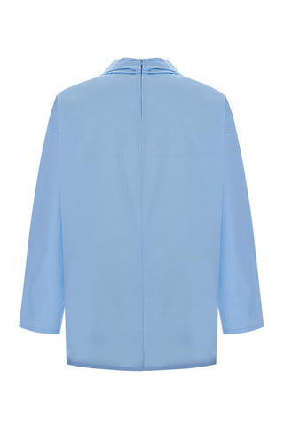 Sofia Poplin Scarf Shirt Blue