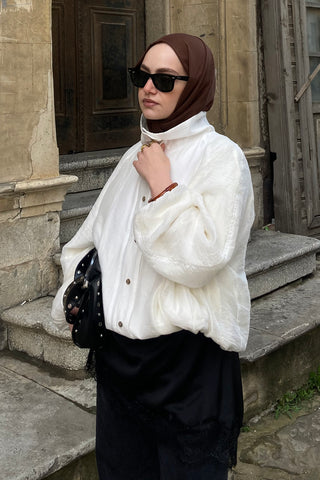 Soft Line Cotton Scarf Dark Brown
