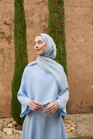 Soft Line Cotton Scarf Light Blue