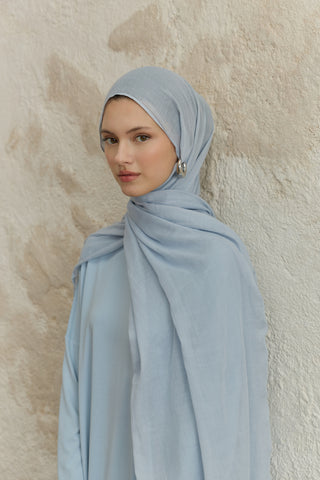 Soft Line Cotton Scarf Light Blue