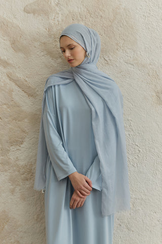 Soft Line Cotton Scarf Light Blue