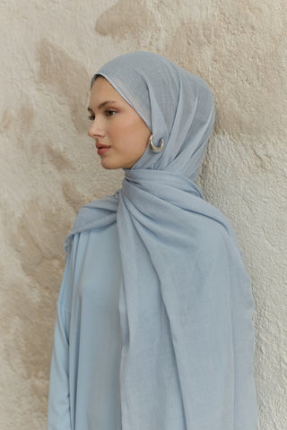 Soft Line Cotton Scarf Light Blue