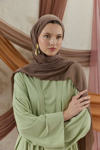 Soft Line Cotton Scarf Bark