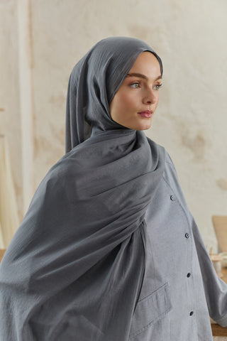 Soft Line Cotton Scarf Anthracite