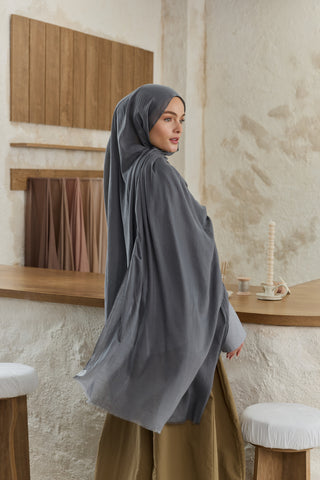 Soft Line Cotton Scarf Anthracite