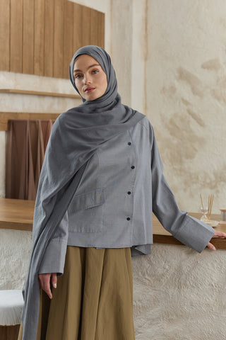 Soft Line Cotton Scarf Anthracite