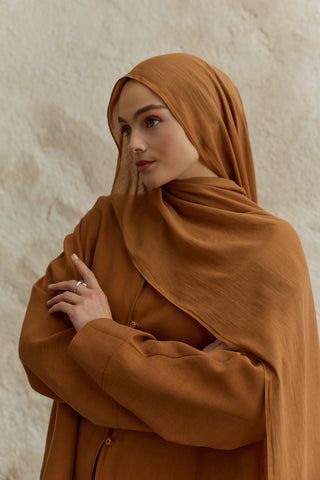 Soft Line Cotton Scarf Almond