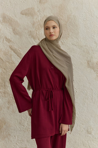 Soft Line Cotton Scarf Beige