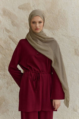 Soft Line Cotton Scarf Beige