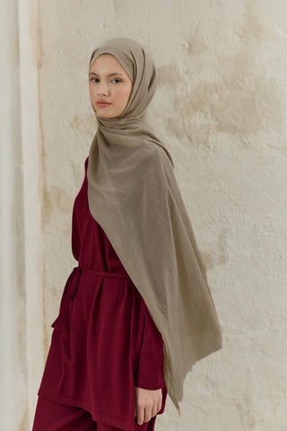 Soft Line Cotton Scarf Beige