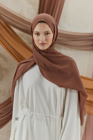 Soft Line Cotton Scarf Chestnut