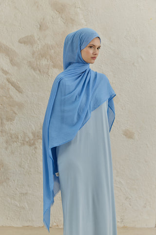 Soft Line Cotton Scarf Denim Blue