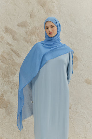 Soft Line Cotton Scarf Denim Blue