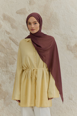 Soft Line Cotton Scarf Plum