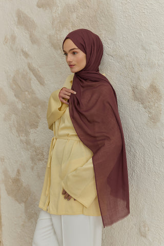 Soft Line Cotton Scarf Plum