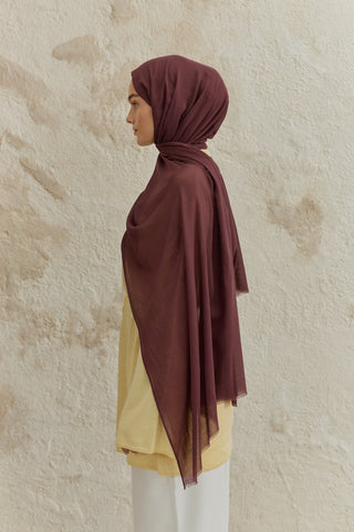 Soft Line Cotton Scarf Plum