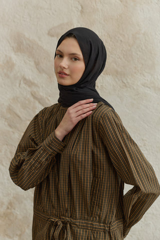 Soft Line Cotton Scarf Black