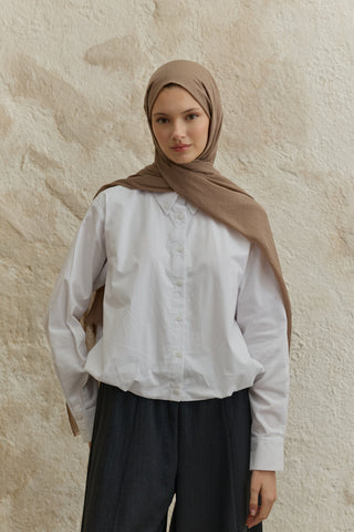 Soft Line Cotton Scarf Milky Coffee