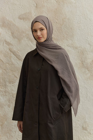 Soft Line Cotton Scarf Dusty Brown