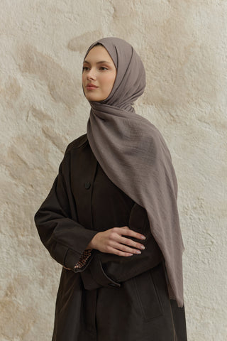 Soft Line Cotton Scarf Dusty Brown