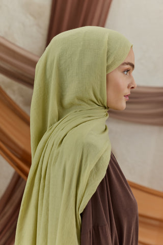 Soft Line Cotton Scarf Pale Green