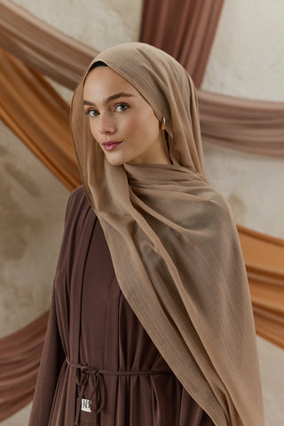 Soft Line Cotton Scarf Mink