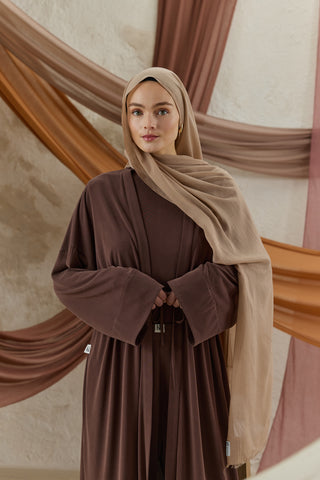 Soft Line Cotton Scarf Mink