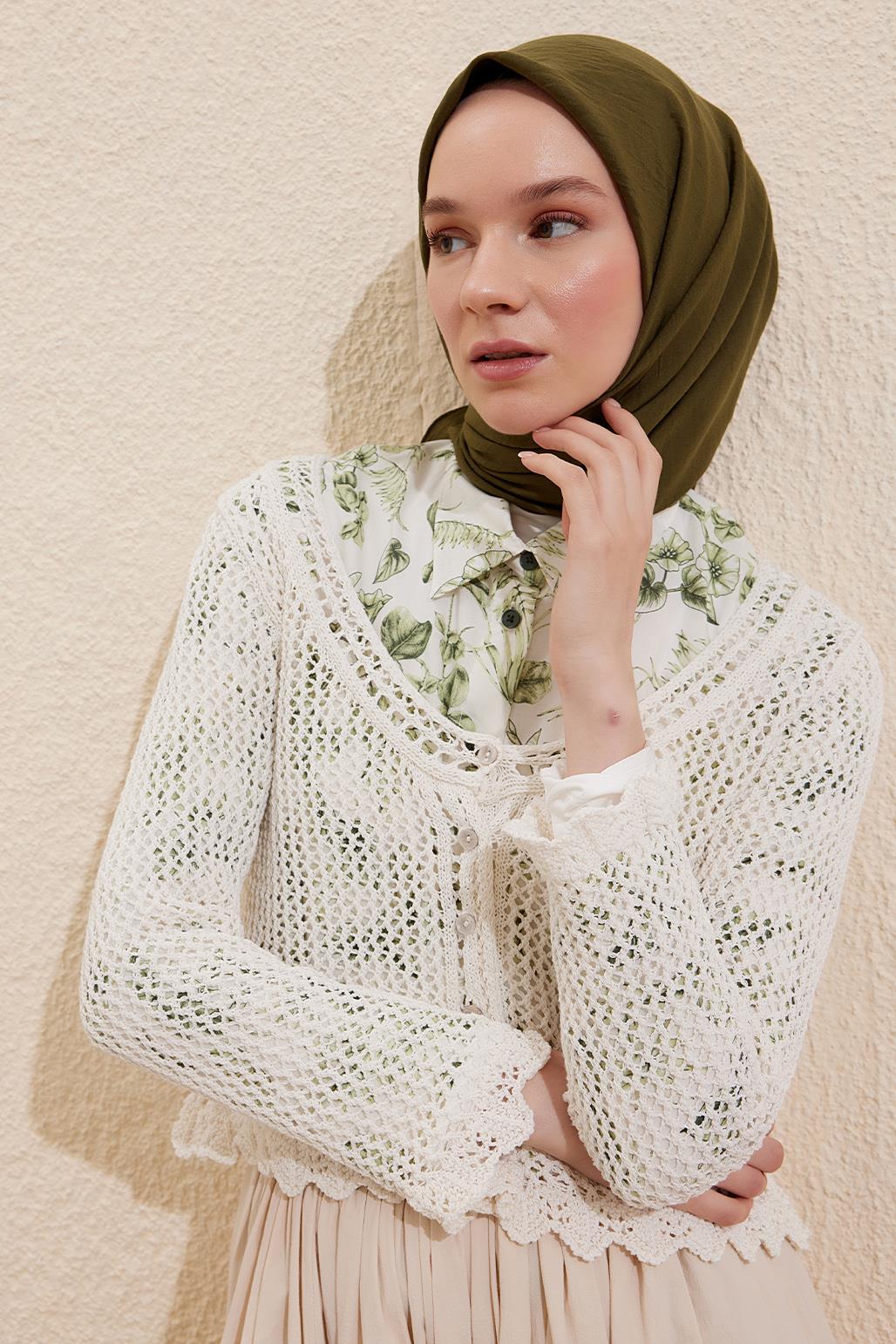 Soft Combed Cotton Scarf Khaki Green