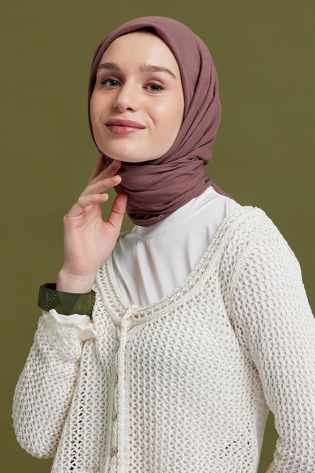 Soft Combed Cotton Scarf Khaki Rose