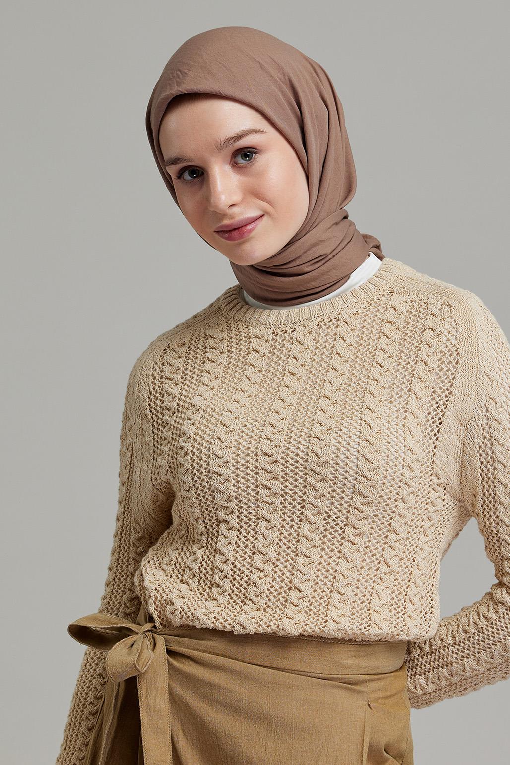 Soft Combed Cotton Scarf Latte