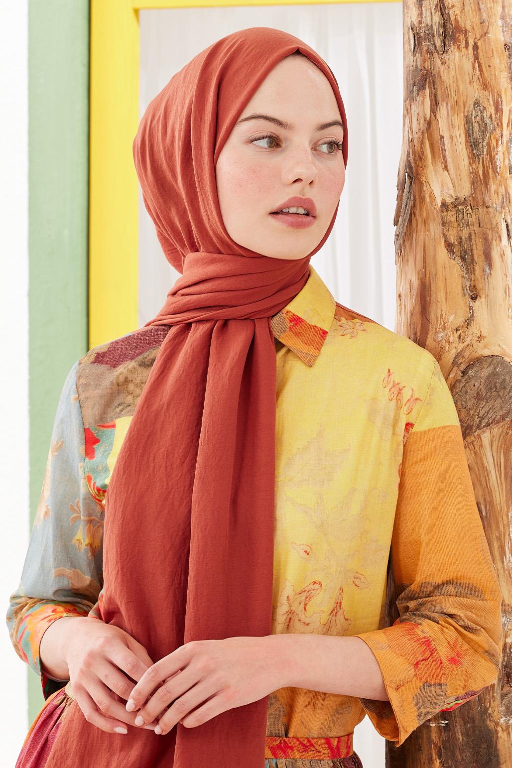 Soft Combed Cotton Shawl Brick