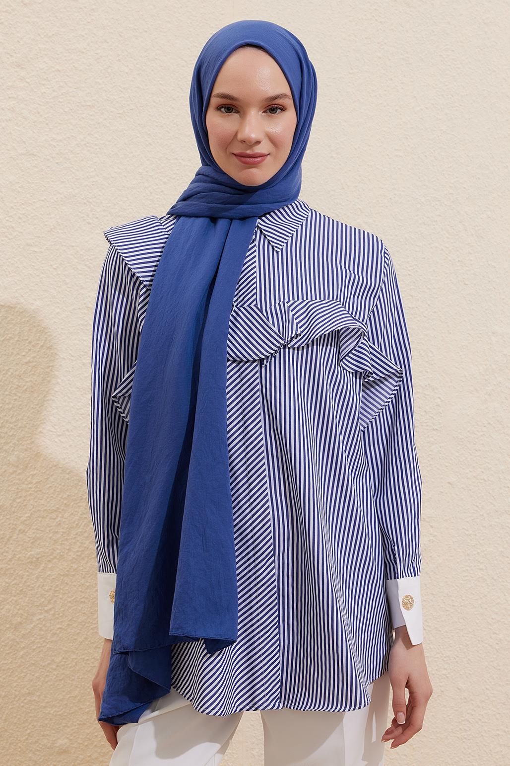 Soft Combed Cotton Shawl Dark Blue