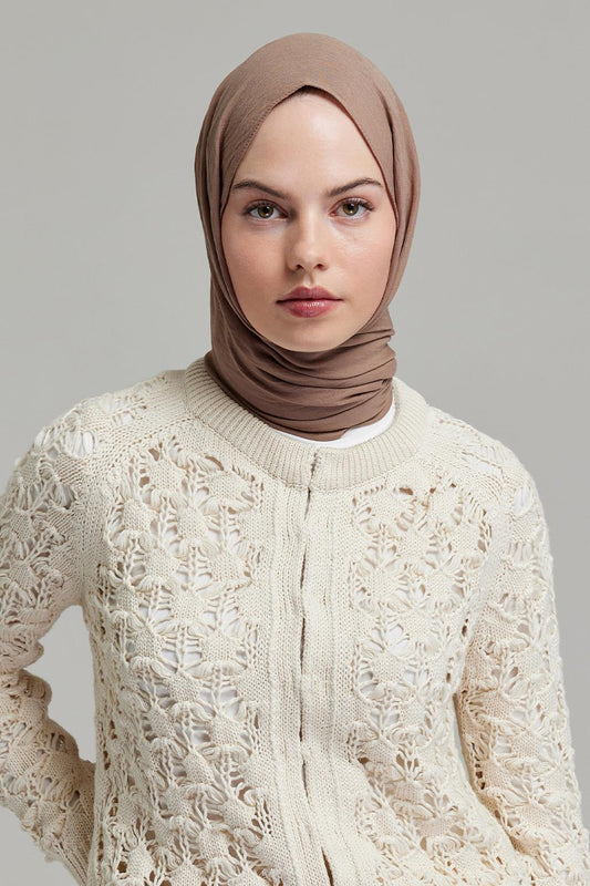 Soft Combed Cotton Shawl Light Brown